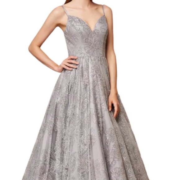 NWT J'Adore Dresses J18022 Prom Dress Gunmetal Size 4 - Picture 1 of 8